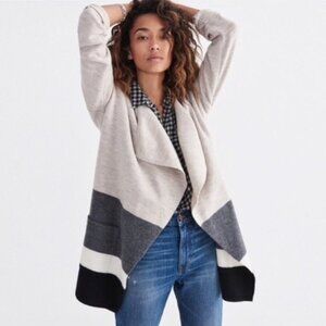 Madewell Meridian Colorblock Wool Sweater Coat